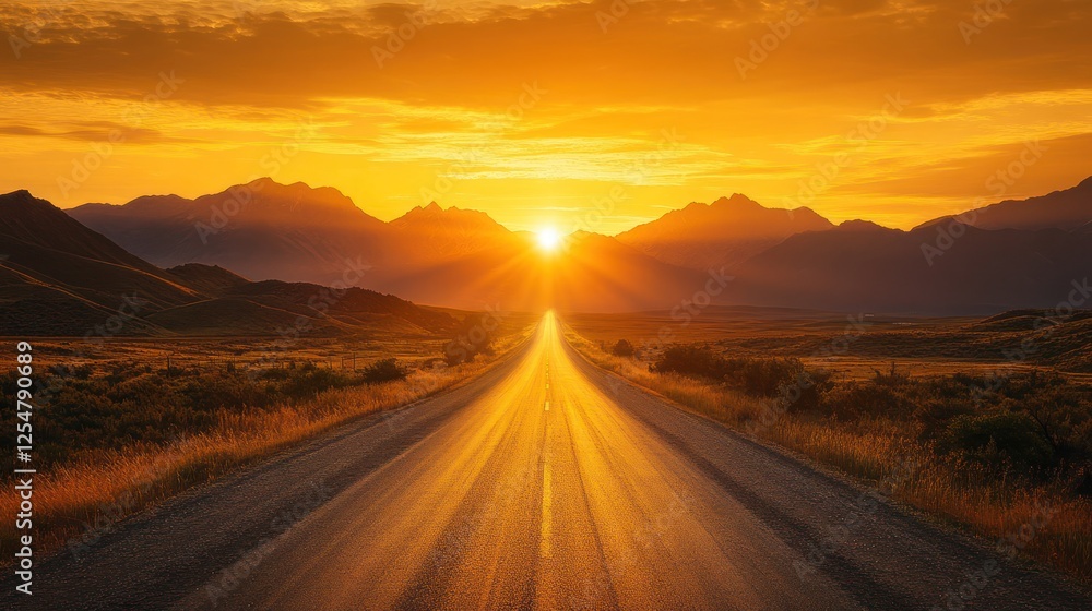 Scenic highway sunset, mountains, journey, hope Scenic highway sunset, mountains, journey, hope