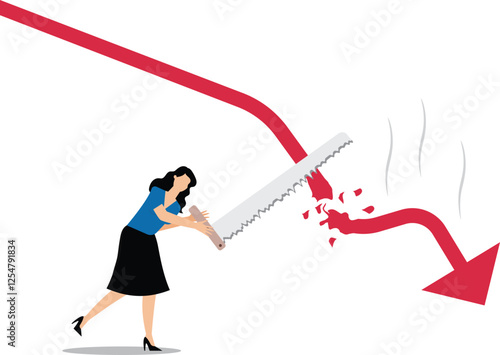 Cut off the falling downward arrow Businesswoman