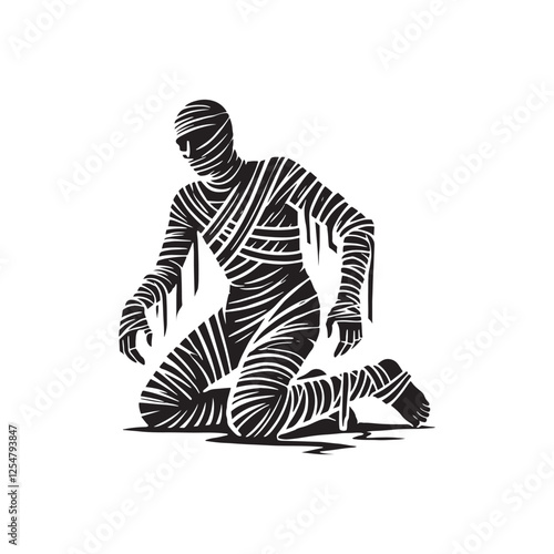 Mummy Silhouette - Minimalist Mummy Deign - Mummy Vector - Mummy Illustration.