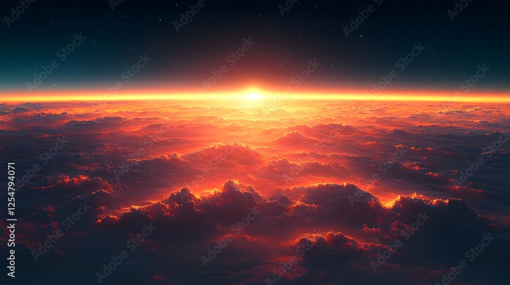 Fototapeta premium A horizon-style gradient resembling a distant star's glow on a dark backdrop.