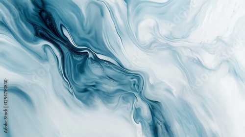 Abstract blue marble swirls art.  Fluid paint texture design. Elegant minimalist artwork. AI generated