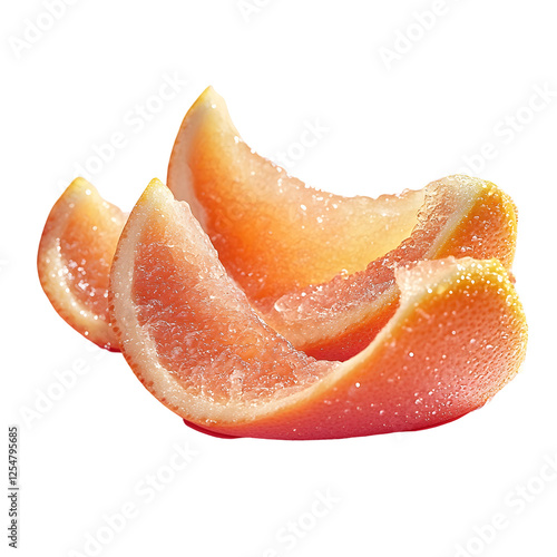 Juicy Grapefruit Segments on Pink Background, Isolated