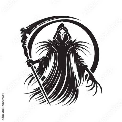 Reaper Vector Silhouette - Minimalist Reaper Design - Reaper Illustration.