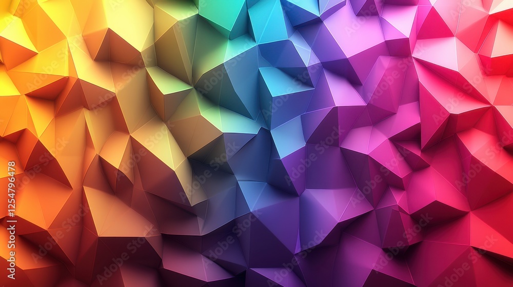 Obraz premium Vibrant geometric patterns create a stunning visual experience through colorful 3D textures and shapes