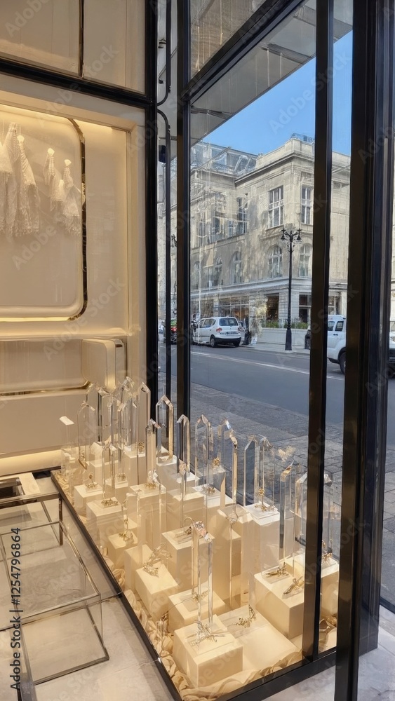 Fototapeta premium Luxury Jewelry Display in Boutique Window