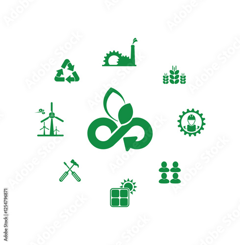 circular economy icons on white background	