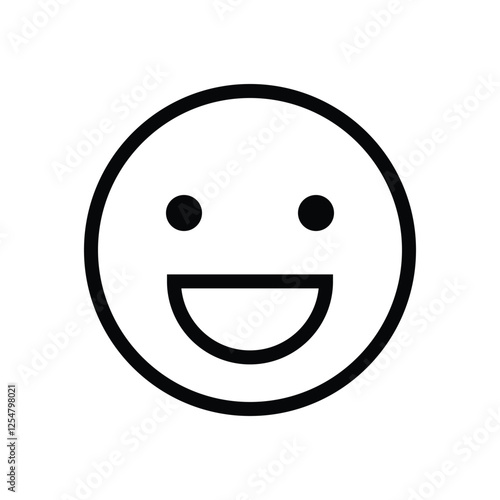 Vector illustration of a line emoticon showing a wide smile expression.