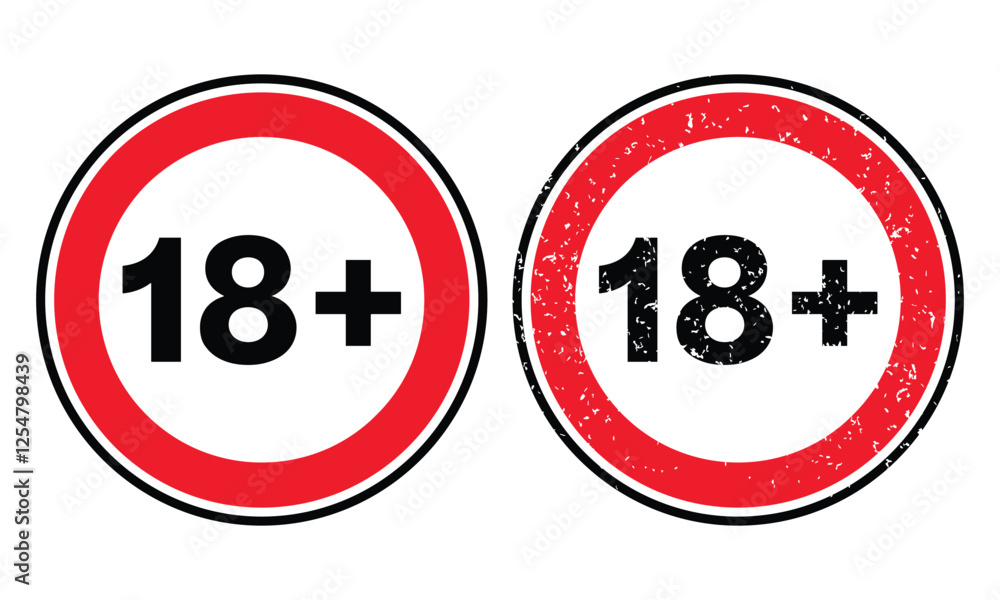 18+ age restriction sign. vector template 18+ age restriction sign. vector template
