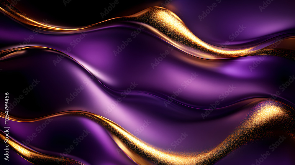 Naklejka premium Purple and gold background with wavy lines and abstract design elements for creative projects