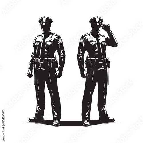  Cop Silhouette - Police Vector - Minimalist Cop Illustration - Cop Design.