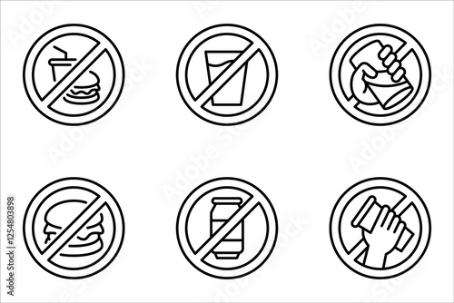 No eating icon set, icon Fasting Ramadan, vector illustration on white background