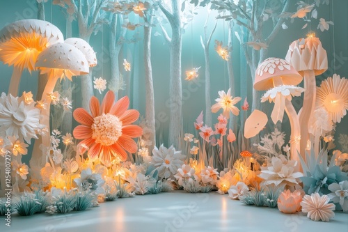 Enchanting paper floral wonderland art installation indoor whimsical close-up creativity unveiled