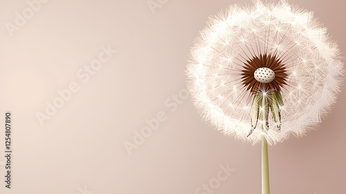 Wallpaper Mural Large dandelion flower with intricate detail against a soft pink background in a minimaic style Torontodigital.ca
