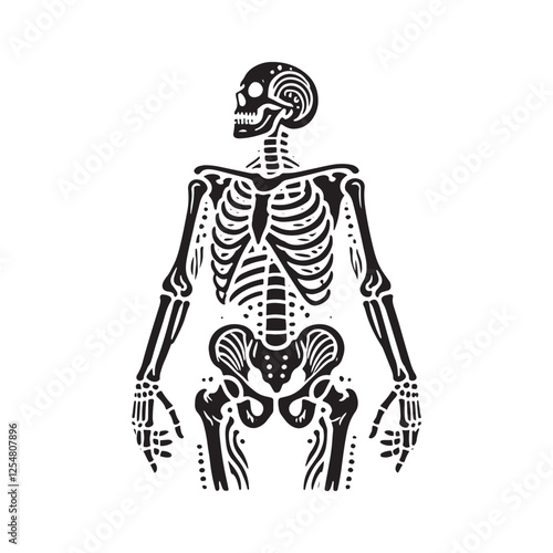 Human Skeleton Silhouette - Minimalist Skeleton Design - Skeleton Illustration.