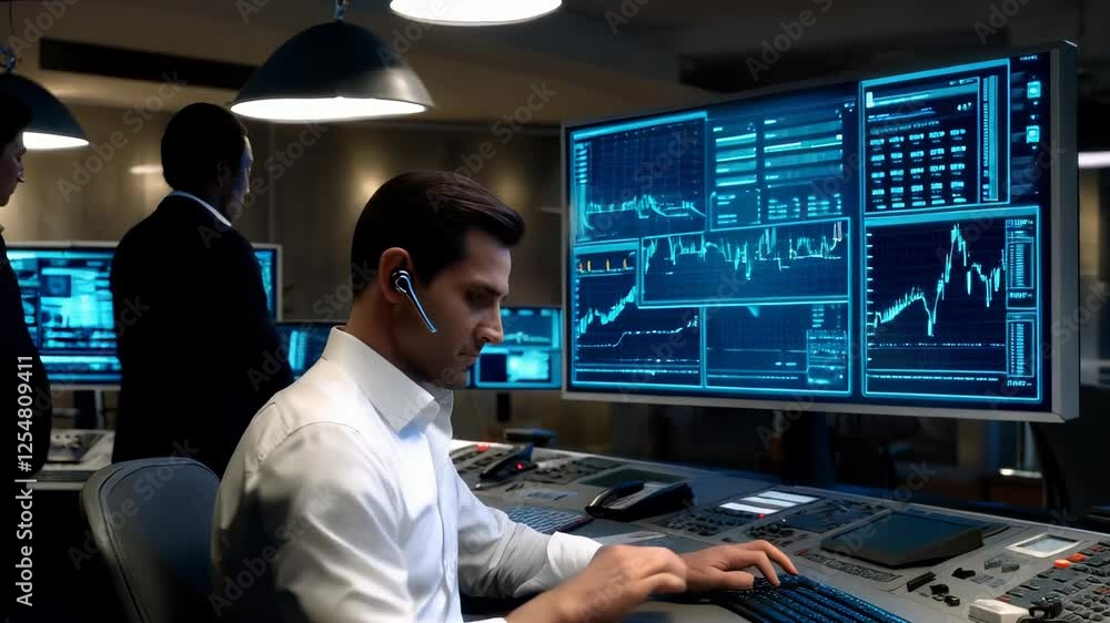 Financial Analysts in a Monitoring Room Financial Analysts in a Monitoring Room