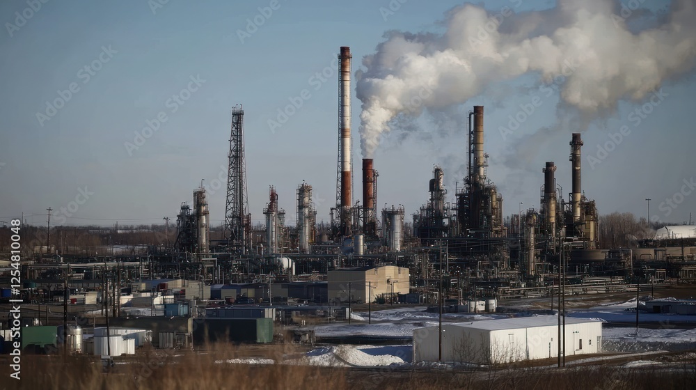Refinery winter landscape pollution industrial complex Refinery winter landscape pollution industrial complex