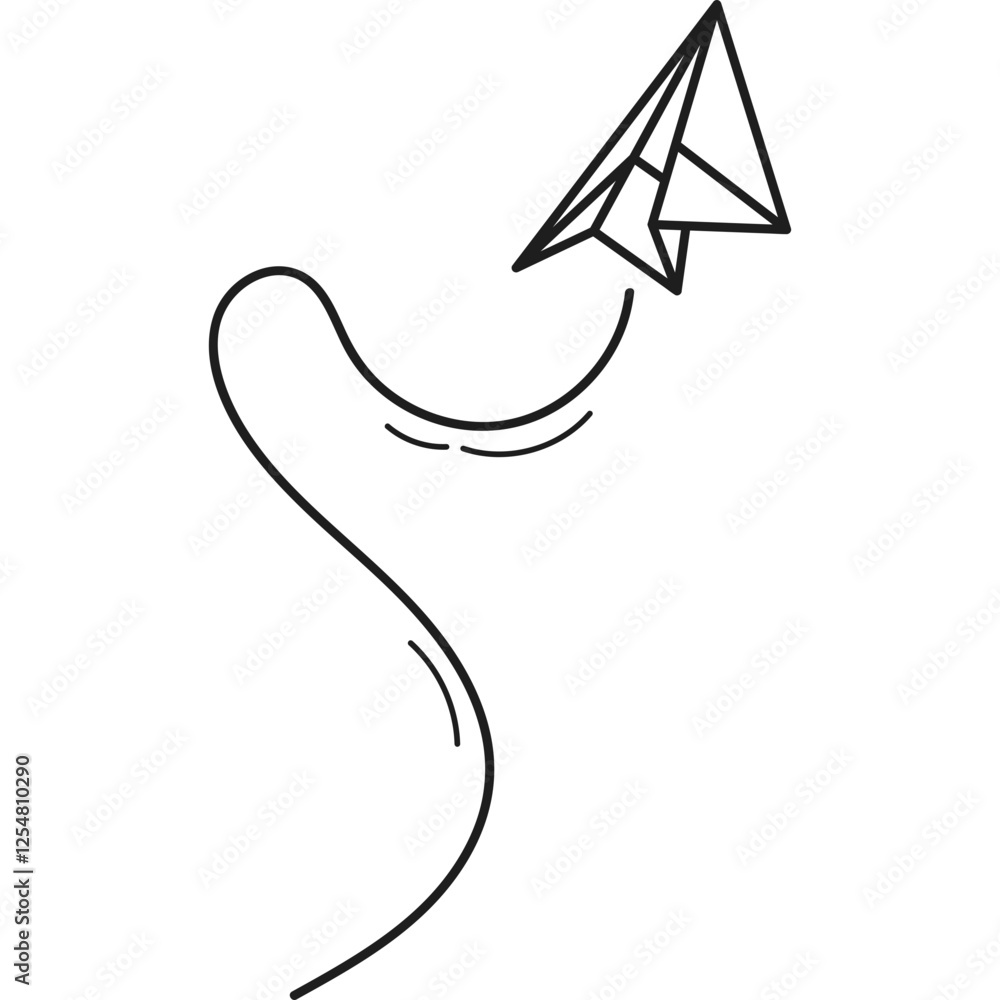 Obraz premium Paper Plane Dotted Line