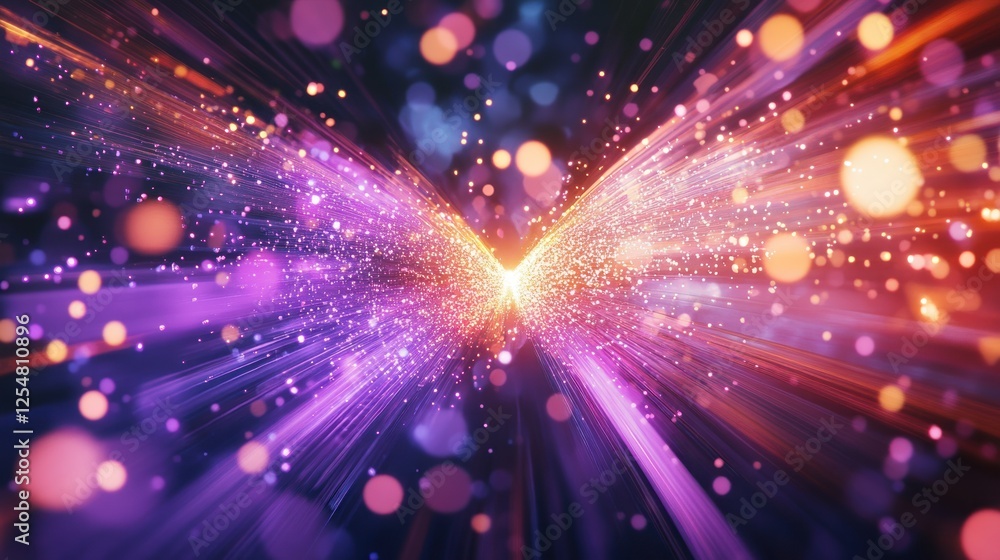 Fototapeta premium Abstract light wings, cosmic bokeh, speed burst, digital art, background