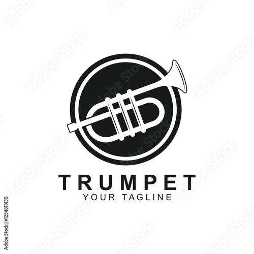 Retro vintage trumpet logo design. classic jazz trumpet logo. simple black trumpet cornet for jazz music logo design