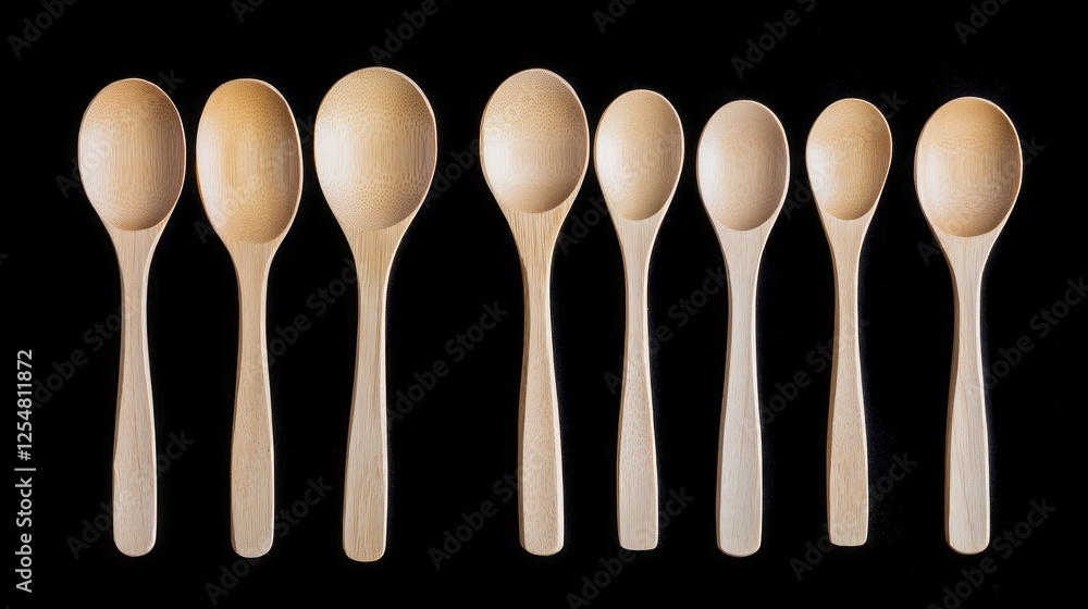 A stunning array of handcrafted wooden spoons is displayed in perfect alignment. Each spoon showcases unique grain patterns and a warm finish, enhancing the beauty of natural materials A stunning array of handcrafted wooden spoons is displayed in perfect alignment. Each spoon showcases unique grain patterns and a warm finish, enhancing the beauty of natural materials