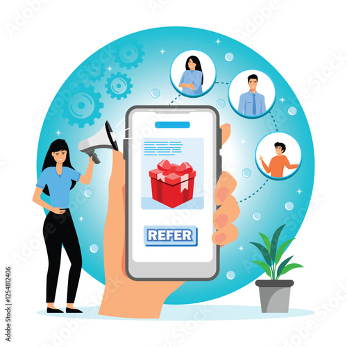 Referral marketing or affiliate marketing with Smartphone.