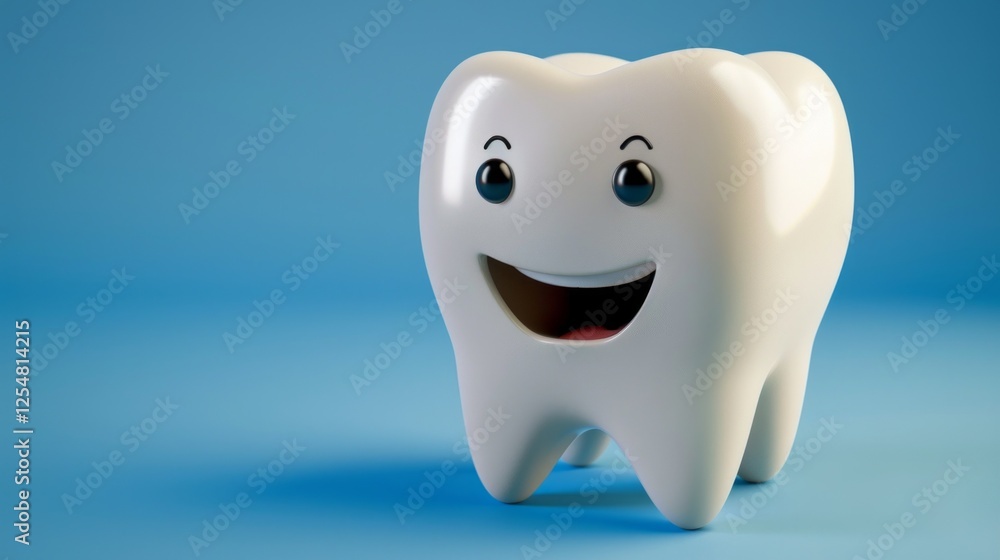 Laughing molar with eyes and mouth on a blue background, cartoon Laughing molar with eyes and mouth on a blue background, cartoon