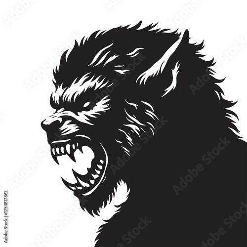 Werewolf Silhouette Moon beast Design - Minimalist Werewolf Vector - Illustration of Werewolf.