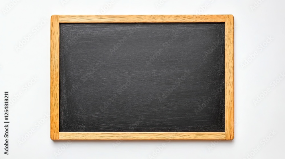 Fototapeta premium Blank chalkboard with a wooden frame, ready for writing, set against a clean white background