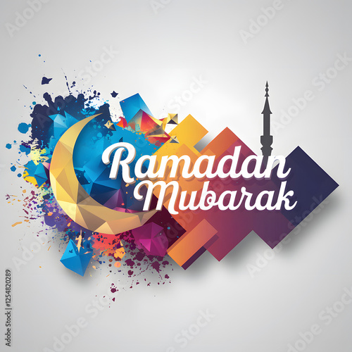 Colorful Ramadan Mubarak Banner photo