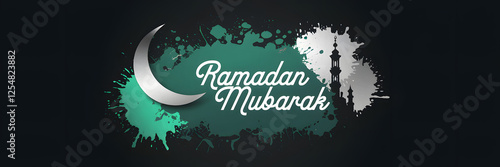 Green and SIlver Ramadan Mubarak Banner photo