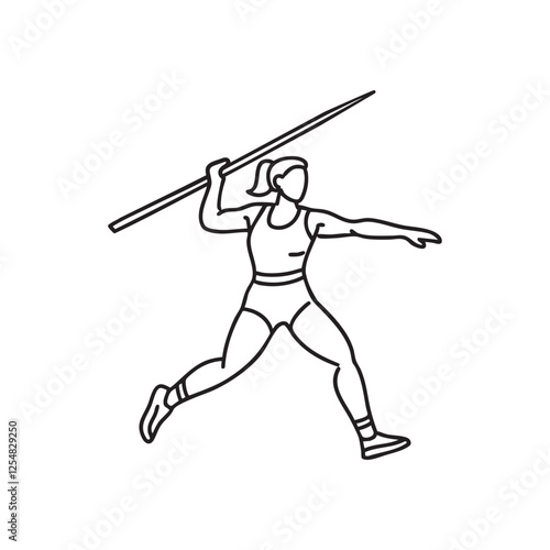 A javelin thrower launches the spear with precision, slicing through the air toward the distant target