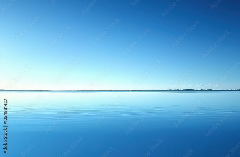 Serene Blue Lake Reflecting Clear Sky in a Tranquil Landscape Phase Serene Blue Lake Reflecting Clear Sky in a Tranquil Landscape Phase
