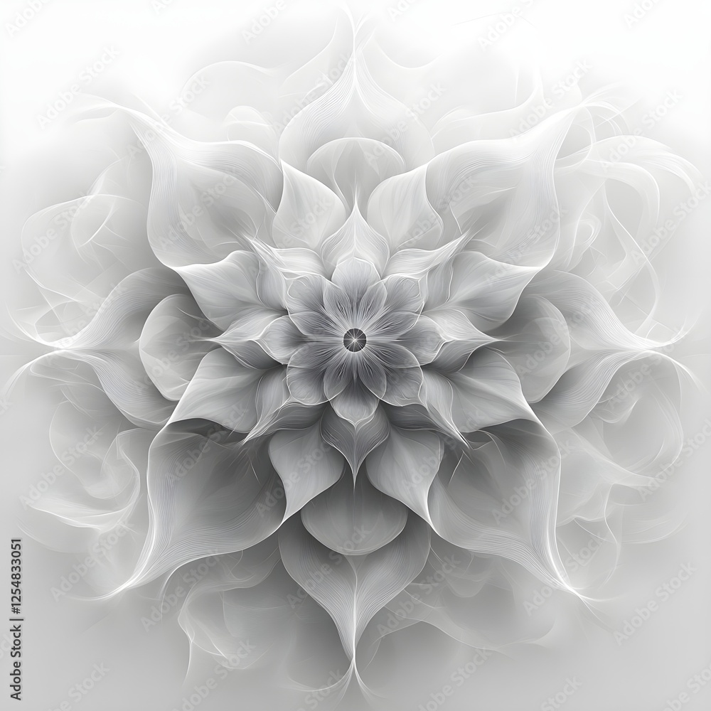 Fototapeta premium A minimal kaleidoscope design where only the negative spaces form delicate symmetrical shapes.