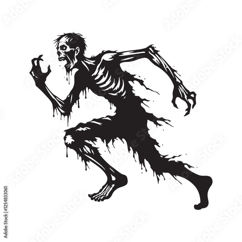 Zombie Vector - Minimalist Zombie Silhouette - Zombie Illustration.