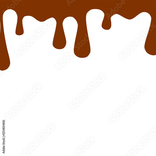 Chocolate dripped. Sweet flowing liquid food with splashes and drops caramel cacao vector realistic pictures. Brown liquid dessert, sweet drip melt