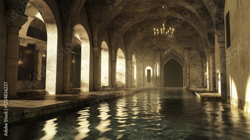 Majestic Hall With Water Reflection
