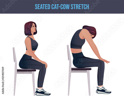 chair exercise,Seated Cat-Cow Stretch