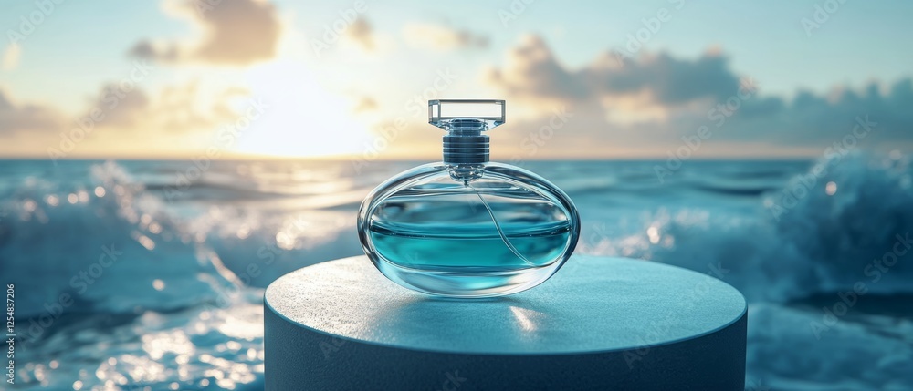 Fototapeta premium product photography of perfume. a perfume bottle with fresh ocean fragrance