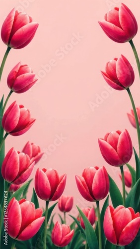 Wallpaper Mural Pink poster with beautiful tulips, with space for text, spring card template Torontodigital.ca