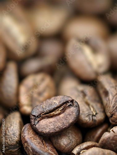 A heap of coffee beans stacked together, ready to be brewed into a delicious cup of coffee.