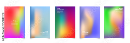Abstract blur gradient background. Collection. Abstract liquid background. Vibrant color blend. Blurred fluid colors. Gradient mesh. Modern design template for posters, ad banners, brochures ,web.