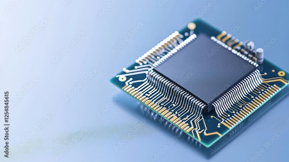 Close Up Of Modern Circuit Board With Chip Close Up Of Modern Circuit Board With Chip