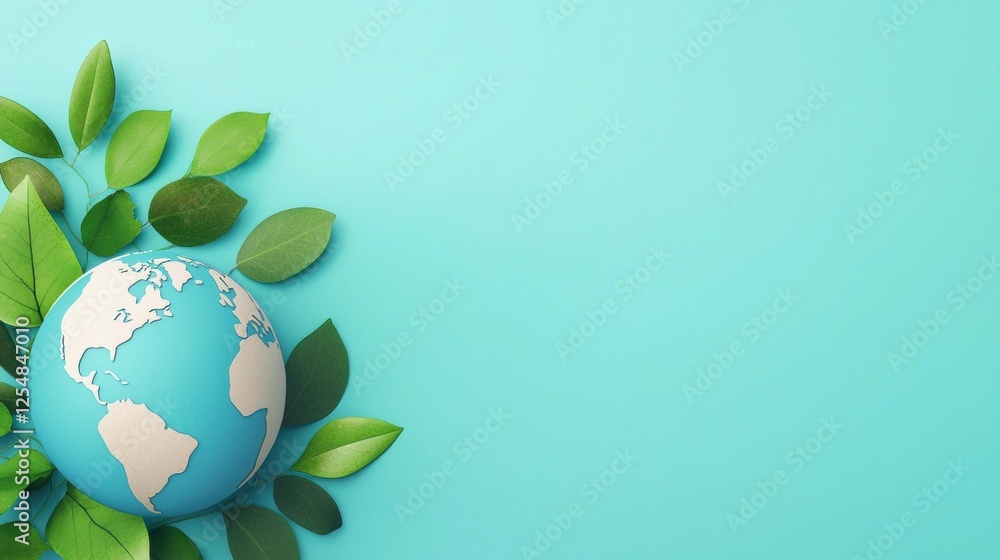 sustainability Globe with Leave Stylized globe wrapped with vibrant green leaves, conveying interconnectedness and ecological balance. sustainability Globe with Leave Stylized globe wrapped with vibrant green leaves, conveying interconnectedness and ecological balance.