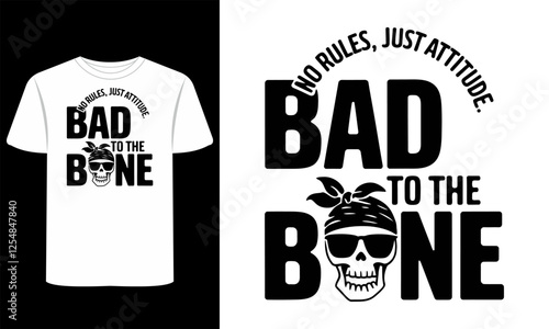 Wild Skull T-Shirt | Gothic Horror Skeleton Grunge Illustration, Rock Streetwear Vector Design