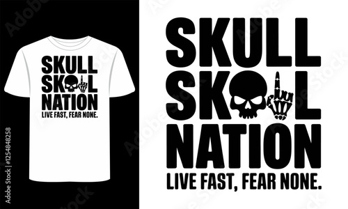 Wild Skull T-Shirt | Gothic Horror Skeleton Grunge Illustration, Rock Streetwear Vector Design