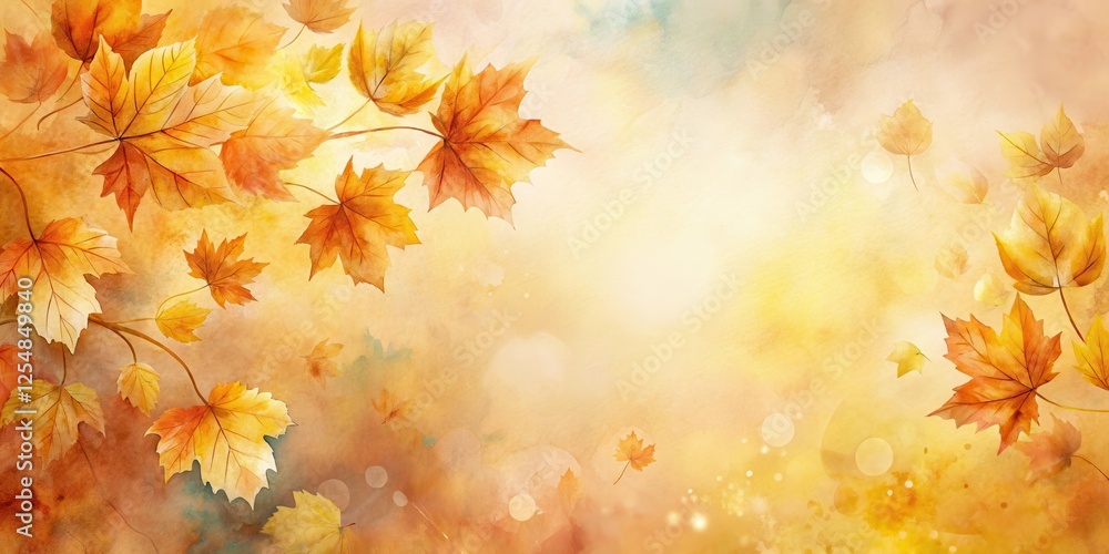 Delicate watercolour autumn leaves create a soft Delicate watercolour autumn leaves create a soft