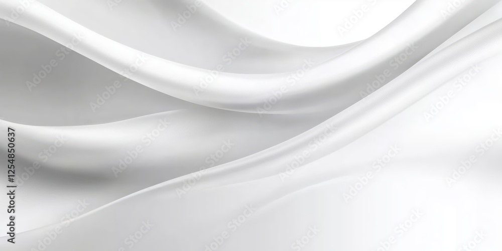 Fototapeta premium Sleek White Fabric Draped Elegantly with Soft Curves and Gentle Shadows