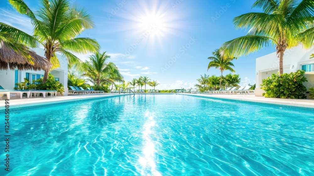 Hotel Resort Pool Tropical themed resort pool with elegant design, bright blue water, and sunlit seating, providing a perfect vacation backdrop. Hotel Resort Pool Tropical themed resort pool with elegant design, bright blue water, and sunlit seating, providing a perfect vacation backdrop.