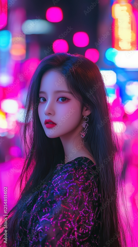 Cyberpunk kpop idol in neon lights a vibrant fantasy Cyberpunk kpop idol in neon lights a vibrant fantasy