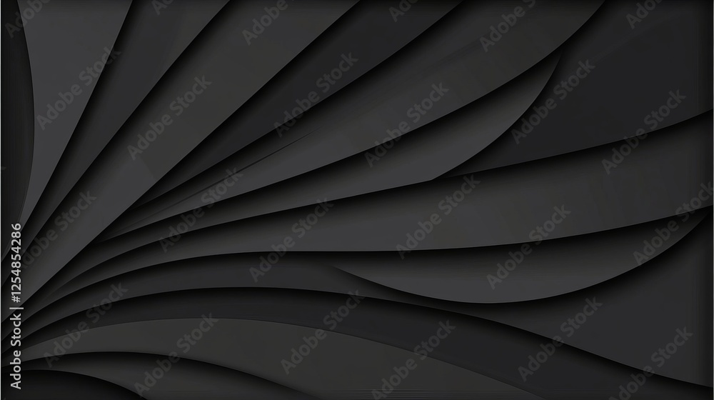 Abstract Black Layered Shapes Graphic Design With Shadows And Light Minimalist Style Presentation